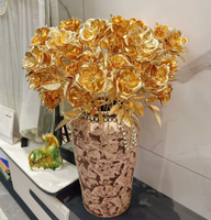 YHM Golden Rose Eucalyptus Ginkgo Leaf Composition Florale de Mariage Décoration de Meubles Ornements Modèle 001