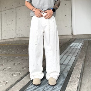 Jeans da Uomo Best-Seller, Moda Nova Hombre, Jeans Baggy Neri e Bianchi con Strass per Uomo - Product Image 4