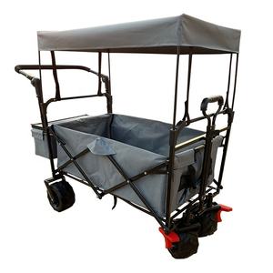 Carrello da Spiaggia in Metallo di Alta Qualità con Ruote Grandi, Carrello Pieghevole <span class=keywords><strong>a</strong></span> Quattro Ruote con Tettuccio, Struttura Personalizzabile OEM - Product Image 4