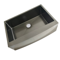 Évier de cuisine en acier inoxydable 304, évier simple, finition noire moderne, évier de cuisine artisanal pour maison de luxe