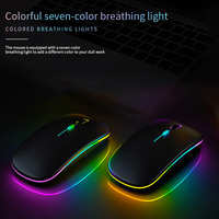 Mouse RGB Nirkabel Mouse Gaming Isi Ulang Komputer Ergonomis Gamer Slim Minnie Mouse USB untuk Laptop PC