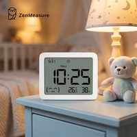 Thermomètre d'intérieur portable ZenMeasure en ABS avec grand écran LCD pour la maison, les soins aux personnes âgées et les chambres d'hôpital