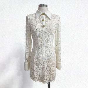 Abito Corto Elegante Stile Palazzo Vintage, Nuova Collezione Primavera 2026, con Colletto alla Coreana, Antistatico e Vita Impero, per Donna - Product Image 4