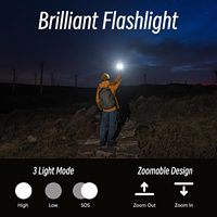 Lampe torche télescopique 3-en-1 1000LM, lampe de camping zoomable, lampe de poche LED rechargeable, étanche IP65, lampe d'urgence extérieure