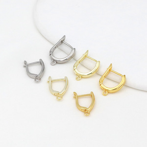 Pendientes de aro de oro genuino de 18 quilates que conservan el color con colgantes, clips para las orejas en forma de D chapados en oro de cobre puro, pendientes en forma de U - Product Image 3