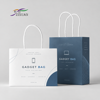 Sac en papier électronique personnalisé avec poignée en corde, impression de logo, emballage haut de gamme pour accessoires mobiles, vente au détail