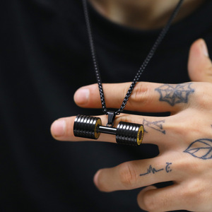 <b>Dumbbell</b> Pendant Necklace | Gym Inspired Fitness Jewelry for Men | Workout Weightlifting & Sport Jewelry Accessories - Product Image 5