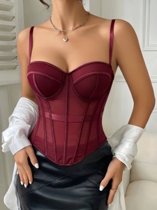 Temu Hot Sale Fishbone Corset Bustiers Waist Slimming Corsets <strong>Tops</strong> for Women Mesh Camisole Sexy Crop <strong>Tops</strong> <strong>Built</strong>-<strong>in</strong> <strong>Bra</strong> ShaperTop - Product Image 1