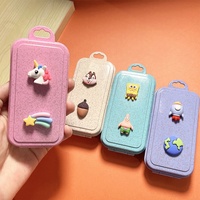 Ensemble de vaisselle pliable portable en paille de blé avec logo personnalisé à l'image de dessins animés, idéal pour le camping en plein air