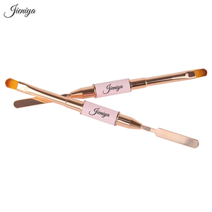 Herramientas Profesionales de Doble Punta para Decoración de Uñas con Logotipo Personalizado 2026, Espátula con Mango Metálico Rosa, Pincel Francés, Pinceles para Gel UV - Product Image 4