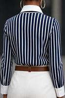 Camisa de Manga Larga a Rayas Azules para Mujer, Venta al Por Mayor de Fábrica, Blusa Informal con Botones, Certificación ISO
