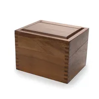 素朴な木製レシピボックスキッチンレシピカードボックスヴィンテージスタイル無垢材レシピ整理