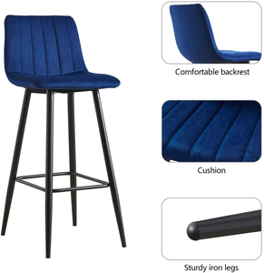 Sillas <span class=keywords><strong>Altas</strong></span> de Bar <span class=keywords><strong>para</strong></span> Cocina, Color Azul, <span class=keywords><strong>con</strong></span> <span class=keywords><strong>Respaldo</strong></span> de Rayas Verticales, <span class=keywords><strong>para</strong></span> Cocina y Restaurante - Product Image 6