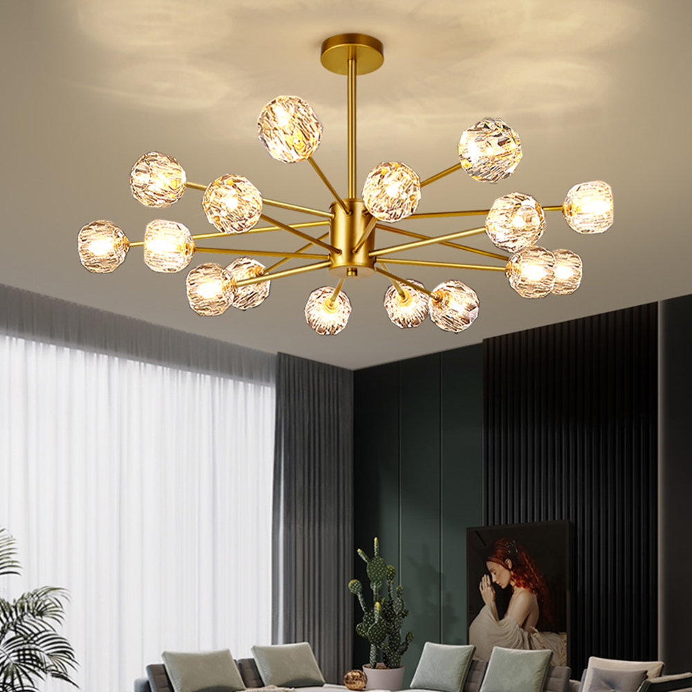 Светодиодная люстра из скандинавского железа и золотого стекла, роскошная гостиная, новый модный дизайн, G9