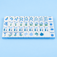 Jeu de Mahjong américain bleu et blanc avec tuiles en acrylique double couche et bords arrondis lisses
