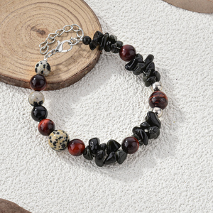 Ensemble de bijoux tendance pour femmes, collier/boucles d'oreilles/bracelet en obsidienne noire, agate rouge, onyx noir naturel, œil de tigre - Product Image 5