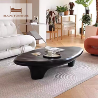 Table basse ovale irrégulière BLAINE, style nordique moderne, créative, faite à la main, extensible, décorative, couleur crème, pour salon