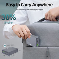 Station de charge USB C portable multi-ports GaN 100W, chargeur rapide intelligent PD Type-C pour téléphone/tablette/ordinateur portable