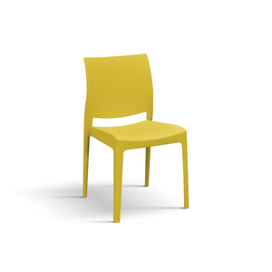 Alberto Chair <b>Set</b> Of 4 Mustard Yellow Polypropylene Indoor Outdoor <b>Restaurant</b> Chairs - Product Image 1