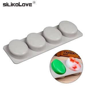 MUYULINS Factory 4-Cavity Oval Maker LFGB Platinum Non-Stick BPA-Free <b>Silicone</b> Soap Mold - Product Image 1