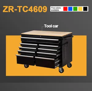 Rolling Tool Cart 9 Schubladen Aufbewahrung werkstatt wagen mit Holz arbeits platte und Griff