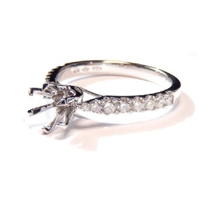 Bague de fiançailles semi-montée en or blanc massif 18 carats avec diamant naturel taille brillant, design vintage naturel, pour femme, idéale pour mariage et fêtes - Product Image 2