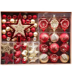 2024 DIY赤と白の透明な飛散防止クリスマスツリーの装飾安物の宝石の装飾品屋内プラスチッククリスマスボール