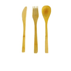 Ensemble de couteau, fourchette et cuillère en bambou 20 cm, ensemble d'ustensiles de camping écologiques - Product Image 3