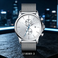 Montre à quartz multifonction pour hommes, boîtier en acier inoxydable, double bracelet en cuir véritable, mouvement à quartz chinois