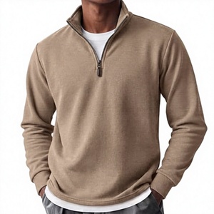 Men's Pullover Fleece-Lined Stand Collar Sweatshirt Adjustable 1/4 <b>Zip</b> Long Sleeve Solid Color Breathable Warm Wear 340g Regular - Product Image 1
