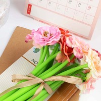 Pulpen Gel Bunga Ranunculus Ramah Lingkungan Grosir O&Q 0.5mm Biru Mewah Desain Campuran Logo Kustom Hadiah Promosi