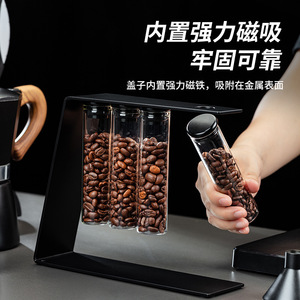 Rak <span class=keywords><strong>Display</strong></span> Wadah Kopi Biji Warna Hitam dengan Penutup Magnetik dan Rak Tabung Uji - Product Image 3