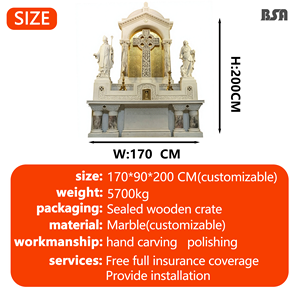 Altare Cattolico in Marmo Intagliato a Mano BSA con Croce Celtica e Design del Nodo Celtico, Altare Religioso Personalizzato <span class=keywords><strong>per</strong></span> Chiesa e Cappella - Product Image 2