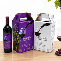 Boîte d'emballage pour bouteille de vin en carton ondulé avec logo personnalisé, avec poignée, en papier kraft, boîte cadeau pour vin rouge