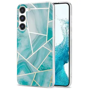 Luxury Trendy Phone Case For Samsung Galaxy S23+ IMD Marble Pattern Phone Case Electroplating TPU Drop Protection Cover