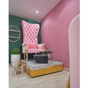 Chaise de pédicure King avec cuir et verre Power Vibration Kraft Bain de pieds <span class=keywords><strong>Plateau</strong></span> en bois pour manucure Salon de manucure - Product Image 2