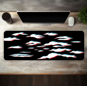 Alfombrilla de ratón para juegos de deportes electrónicos, fondo negro, patrón de nube 3D rojo y azul, arte moderno con base de goma lavable, tamaño grande. - Product Image 3