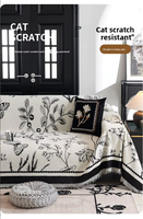 Housse de canapé rétro style français à motifs floraux, entièrement enveloppante, en chenille, coussin polyvalent toutes saisons, toucher léger, luxe raffiné