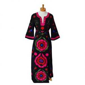 Festival Trend <b>Christmas</b> Summer Breathable Cotton Lace Suzani Embroidery Straight Hippie Indian Handcrafted Bohemian - Product Image 1