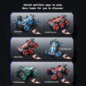 Auto Telecomandata Fuoristrada a Doppio Lato con Musica, Luci, Spray e Sensore di Gesti, Auto Acrobatica a Sei Ruote per Bambini - Product Image 2
