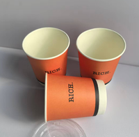 Tasse à café et thé orange LOGO personnalisable de 8oz tasse jetable à emporter tasses à café en papier à double paroi avec couvercle