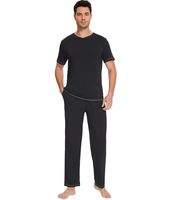 Ensemble de pyjama pour homme WiWi, décontracté, en mélange de viscose de bambou, manches courtes, col rond, rafraîchissant, respirant, évacuant l'humidité