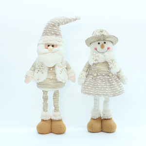 Poupée bonhomme de neige en tissu de couleur claire, décoration de Noël pour intérieur, finition mate - Product Image 5