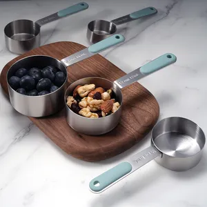 Nouvelle arrivée 11 pièces en acier inoxydable poignée en silicone épais multi-usages tasses et cuillères à mesurer ensemble pour la cuisine cuisson