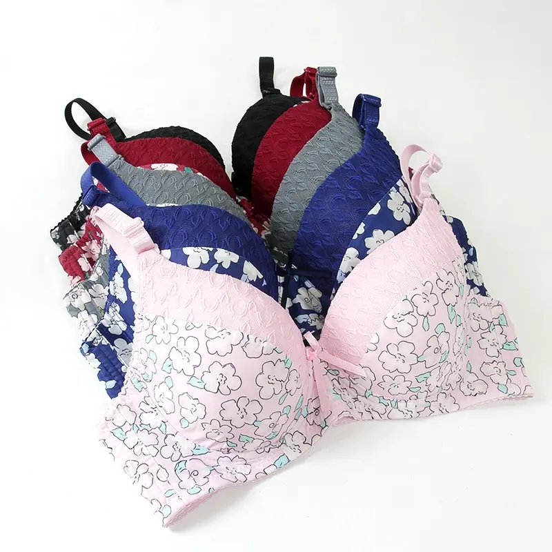 Best selling Big Size Ladies Bra Underwire Convertible Straps Gather Printing Plus Size Women Bra