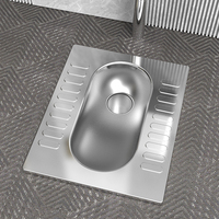 Toilette à casserole accroupie carrée moderne en acier inoxydable grande conception pour salle de bain toilette à squat de style turc