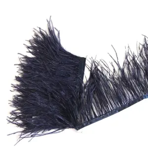 13-15cm devekuşu tüyü dantel siyah kırpma saçak parti tüy