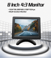 Moniteur Mini TFT LCD 8 Pouces 1024*768 HD AV VGA HDMI Écran Carré, Surveillance CCTV Tactile Intégrée pour Ordinateur de Bureau