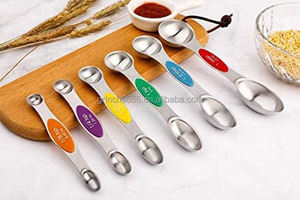 Venta caliente 2025 Cucharas medidoras magnéticas Juego de <span class=keywords><strong>6</strong></span> Cucharaditas apilables de doble cara de acero inoxidable para medir ingredientes secos y líquidos - Product Image 6