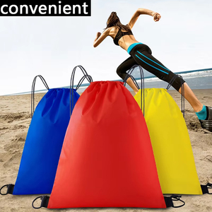 Customize Logo Size Color Wholesale Polyester <b>Drawstring</b> <b>Backpack</b> Foldable Sports <b>Drawstring</b> Bag Travel Shoes Shopping Bags - Product Image 2